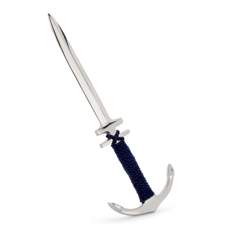 NKlaus 21 cm Letter Opener Anchor Nickel-Plated Brass with Blue