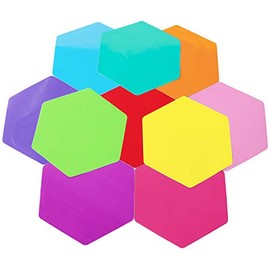 LJY 10 Pieces Hexagon Shaped Colorful Stickers Dry Erase Board Marker Removable Vinyl Dot Teachers Classroom Table Wall Decal