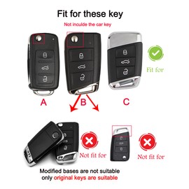 ontto Car Key Case Remote Control Cover for VW Magotan Passat B8 CC Tiguan MK2 Jetta Skoda Superb A7 Kodiaq ABS Key Case Key Protection Case Carbon Fiber Black C