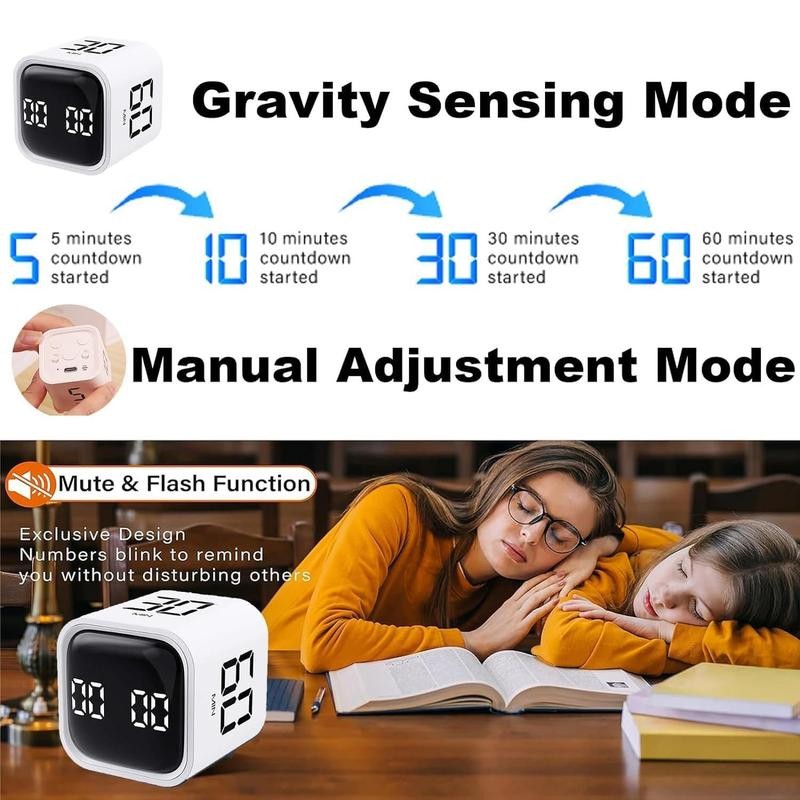 Multifunctional Cube Timer, 1 Count USB Rechargeable Digital Countdown Study