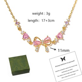 AUGRFXVBY Bow Zircon Bracelet, Pink, Copper, Women's Friendship Bracelet - Ribbon Bow Beaded Chain Bracelet (Silver)