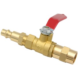 Qolekog 1/4 inch NPT Brass Ball Valve Kit Air Compressor Shut Off Valve With Brass Hex Nipple 1/4" x 1/4"FNPT And 1/4"MNPT Air Plug Fitting 3 Part Unit