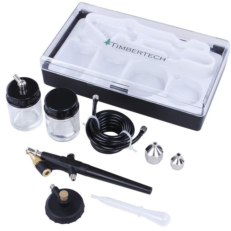 TIMBERTECH – ABPST02 – Airbrush-Set mit Kunststoffkoffer, Schlauch und Adaptern