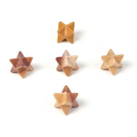 Carved Natural Yellow Mookaite Jasper Gemstone Crystal 1 inch Merkaba Star Healing Sacred Geometry Chakra Stone (Pack of 5