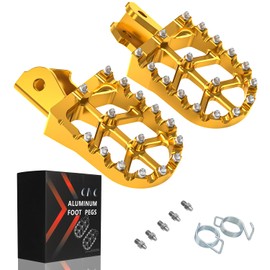 JFG RACING Dirt Bike Foot Pegs with Springs,7075 Aluminum CNC Footpegs Pedals Rests for Surron Light Bee X and S/E Ride Pro SS/CRF150F CRF230F 03-19/X160/X260-Gold