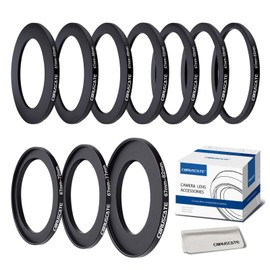 10 pieces 67 mm filter ring adapter set, filter metal step rings for all brands, UV ND CPL 67-43, 67-46, 67-49 mm, 67-52 mm, 67-55 mm, 67-58 mm, 67-62 mm, 67-72 mm, 67-77 mm, 67-82 mm + lens cleaning