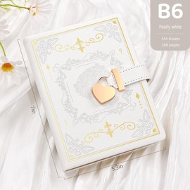 New Stylish Locked Notebook with B6 Metal Heart Lock, Vintage Journal With Thicker Pages,144 Sheets/288 Pages, 5.3 Inch Cover, Perfect Gifts.:_Peach Pink