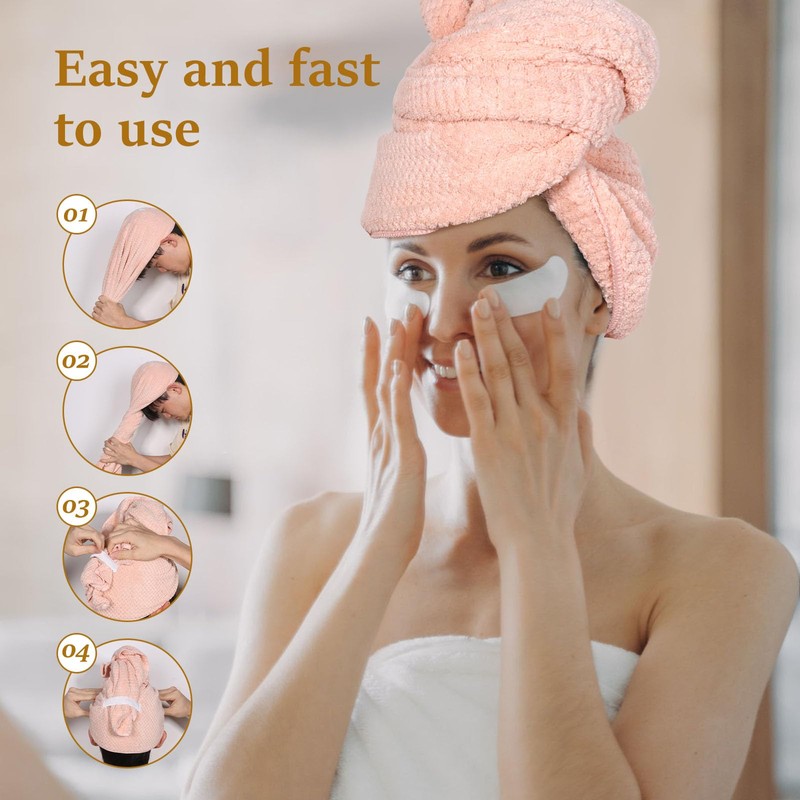 FwQoFvk Hair Drying Caps with Elastic Strap, Soft Absorbent Head