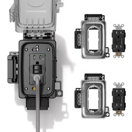 ELEGRP Outdoor GFCI Outlet with Extra-Duty in Use Cover, 15 Amp TRWR Self-Test GFI Receptacle, 1 Gang Weather Resistant in-Use Cover, Lockable, Horizontal/Vertical Mount, UL Listed, 2 Pack, Black