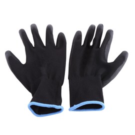Black 12 Pairs PU Safety Coating Palm Work Gloves Grip Protect (L)