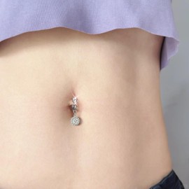 LAURITAMI Fake Belly Button Rings Stainless Steel Fake Belly Ring Silver Clips Belly Piercings for Women Heart Fake Belly Rings