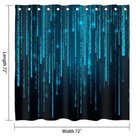 NTETSN Teal Shower Curtain, Digital Teal and Black Blue Matrix Shower Curtains, Abstract Ombre Gradient Art Fabric Bath Curtain, Durable Upgrade Polyester Bathroom Decor with Hooks, 72x72, YLXYNT191