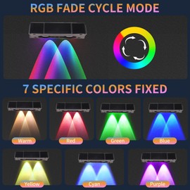 Gtliba Solar Fence Lights Outdoor 10 Colors, Warm White & RGB Wall Lights, 12 Modes Solar Deck Lights IP65 Waterproof Fence Lighting for Railing, Wall, Deck, Step (B Two Lights 6pack)