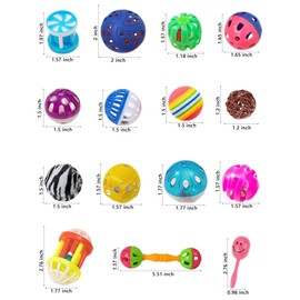 10 Pack Bird Toys for Parakeet, Parakeet, Cockatiel and Lovebird - Colorful Foraging Toys with Jingle Bells - Sturdy Hard Plastic and Natural Rattan Accessor