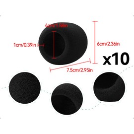 AOYEGIC Pack of 10 Microphone Windscreen, Thickened Foam Pop Protection, Washable Pop Filter, Dustproof Microphone Cover, Used for KTV and Stage Performances (Black)