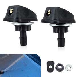 Titgoes 2 PCS Windshield Washer Nozzle, Single Hole Adjustable Fan-shaped Wiper Spray Adjustment Kit, Automotive Windshield Cleaning, Universal for Most Cars (Black)