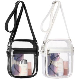 Cambond Clear PVC Bag Stadium Approved - Clear Purses for Women Stadium Crossbody Messenger Bag for Concerts Sporting Events - Color: Black+Black