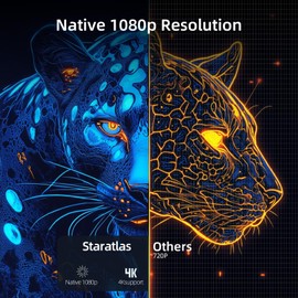 Mini Projector ,5G Wifi Bluetooth Projector,Staratlas 12000L Native 1920*1080 P Video Projector, Outdoor Projector , Home Theater Compatible with HDMI/USB 1080P , for Home Theater (Bundle White-Blue)