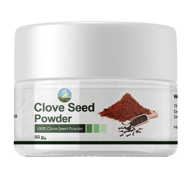 NPOW Clove Seed Powder, 100% Naturally Pure and Gently Dried Organic Ground Clove Powder - Pure Clove Powder - Premium Quality, Used for Flavoring Marinades & other Dishes, Vegan & GMO Free - 50g