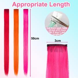 JOOTUEPO Pack of 22 Coloured Hair Extensions, Rainbow Hair Extensions Clip, 50 cm, Heat Resistant Colourful Hair Pieces, Hair Extensions for Party Highlights for Children Women
