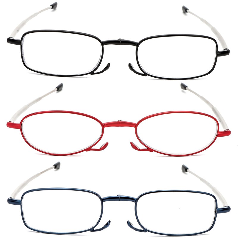 REAVEE 3 Pack Folding Reading Glasses for Men Women, Blue