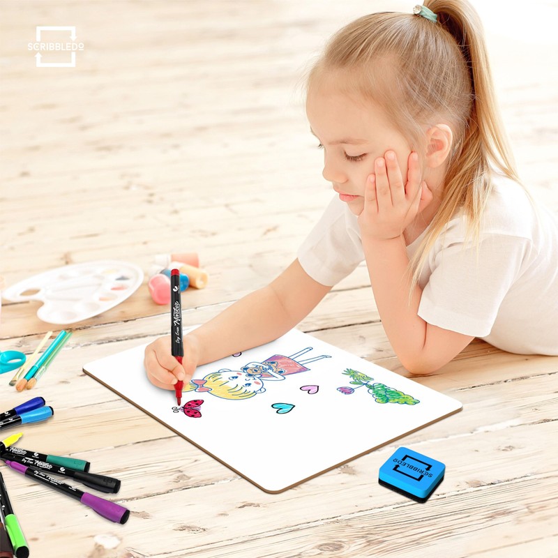 SCRIBBLEDO 2 Pack Small White Board Dry Erase Mini Whiteboard