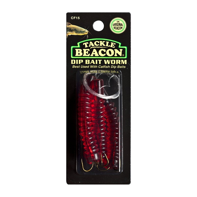 Tackle Beacon Catfish Dip Bait Worms- Red