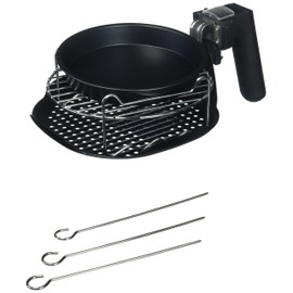 Air Fryer Accessories Set, Grill pan, Grill Rack with Skewers + FREE eCOOKBook & FREE Versatile Mini-Pan. Compatible With 3.5L or larger Air Fryers from Cozyna, GoWiSe, Della, Emerald, Ensue & more