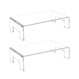 2 Pcs Display Riser Acrylic Transparent Showcase Fixture Wear‑resistant Display Stand Counter with Sticky Protective Film