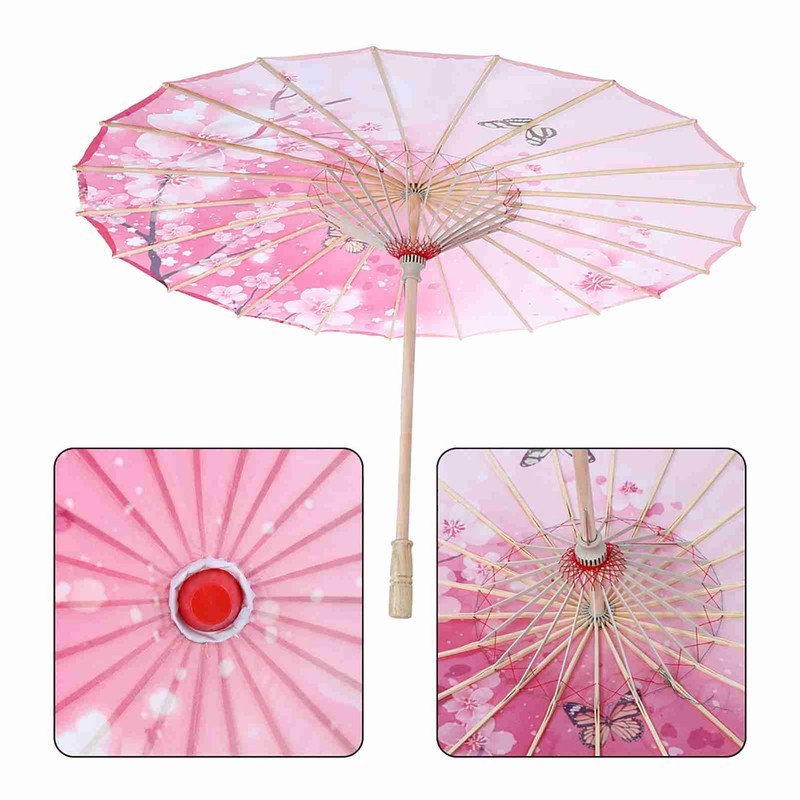 Women Handmade Umbrella Windproof Chinese Classical Dance Umbrella(Pink)