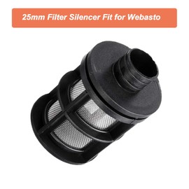 LEKZIETU 25mm Diesel Parking Heater Filter with Seal Clamp Fit for Webasto Eberspacher Parking Heater Intake Pipes, Engine Heater Intake Filter with Clamp Connector- Black