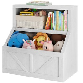 IDEALHOUSE Kids Bookshelf and Toy Storage, Wooden Toddler Bookcase Cabinet with Storage Organizer, Children's Large Cubbies for Playroom Bedroom Nursery Classroom School Kindergarten Daycare