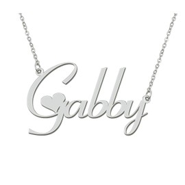 Stainless Steel Silver Gabby Name Necklace Love Heart Charm Necklace Best Friends Mother Day Jewelry