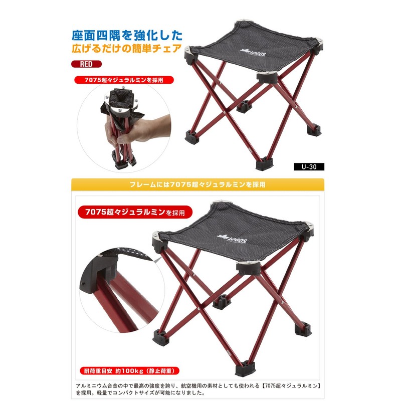ロゴス アウトドアチェア 7075キュービックチェア 73175001 軽量 ポリエステル レッド