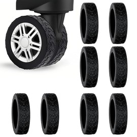 INCNMAD Luggage Wheel Covers 8 Pcs Black Suitcase Wheel Protectors Cover Universal Fit Anti-Wear Travel Accessories, Protects Wheels from Damage