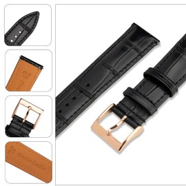 Gomvadr Leather Watch Straps Embossed Alligator Grain, Quick Release Replacement Watch Straps with Crocodile Pattern for Bracelet Men Women (16 mm, 18 mm, 20 mm, 22 mm, 24 mm), Leather