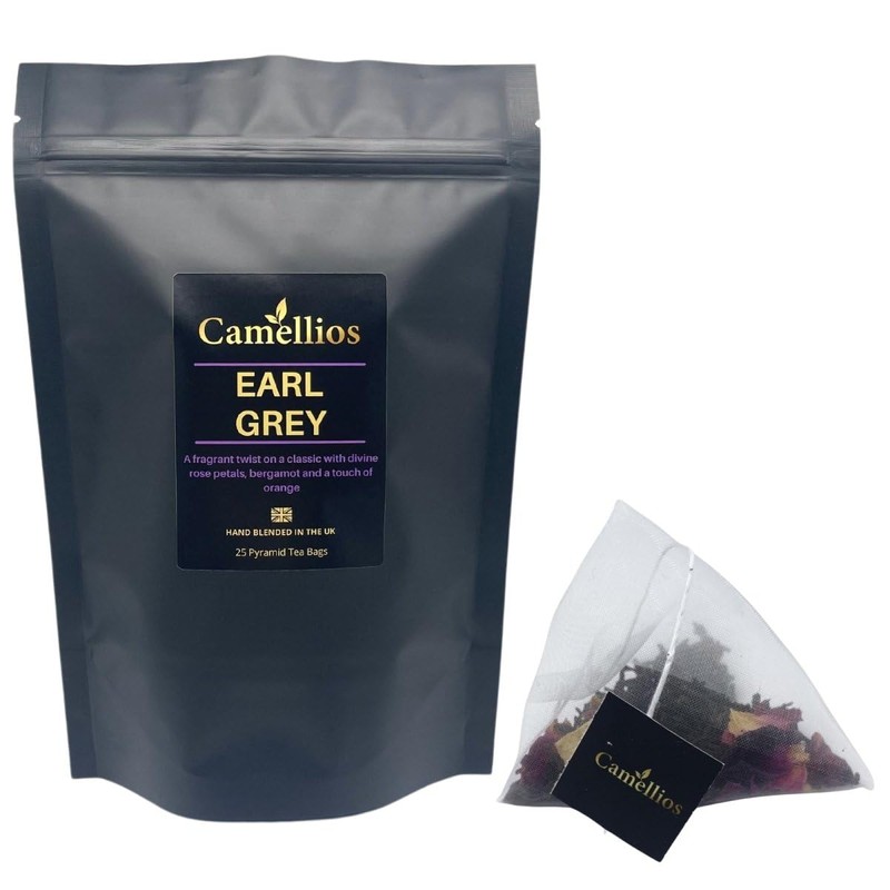 Earl Grey Tea, Pyramid Tea Bags, Camellios (1 Pack, 15