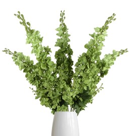 IPOPU 43.3" Green Delphinium Artificial Flowers 5PCS Faux Delphinium Flowers Larkspur Long Stem Artificial Flowers for Wedding Table Centerpieces Home Garden Decor(Green)