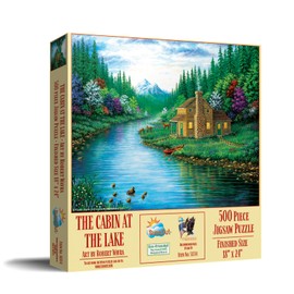 SUNSOUT INC - The Cabin on The Lake - 500 pc Jigsaw Puzzle by Artist: Robert Wavra - Finished Size 18" x 24" - MPN# 51334