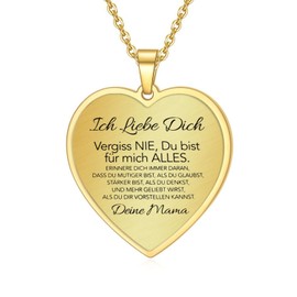 AITENME Necklace Heart Necklace Inspirational German Letters for My Daughter Granddaughter Women's Necklace Stainless Steel, Stainless Steel