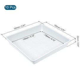 MECCANIXITY Plant Pot Saucer 6 Inch Plastic Square Flower Drip Tray for Indoor Outdoor, White Pack of 10