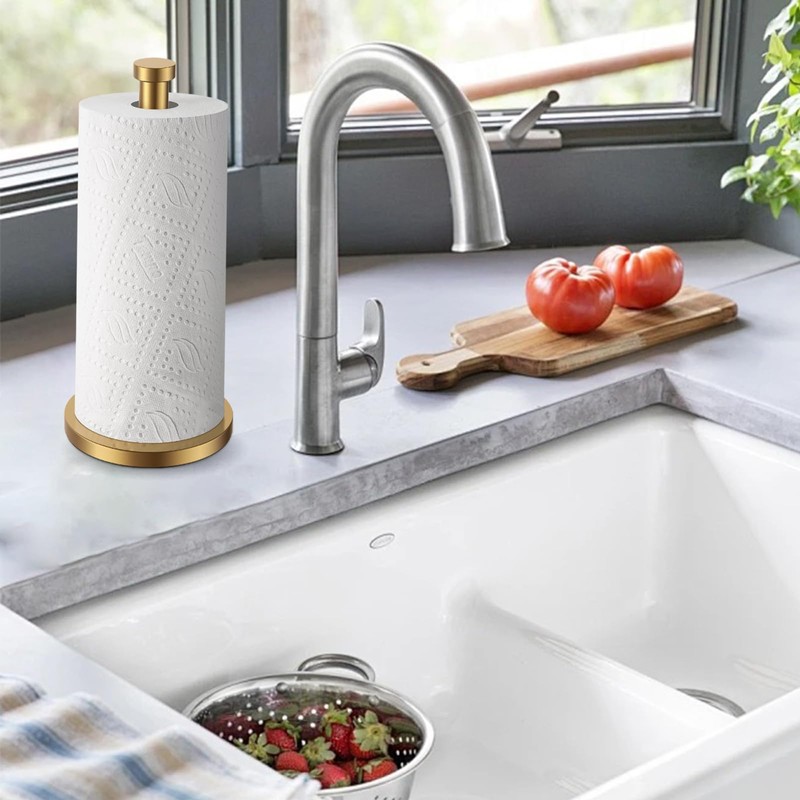 Paper Towel Holder Countertop, Gold Paper Towel Roll Holder for