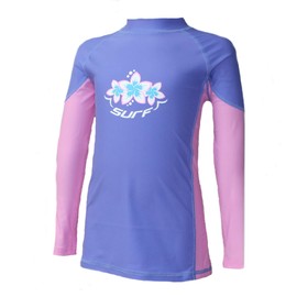 Kidz Swimmers Surf Girls Long Sleeve Sun Protection Rash Vest UPF 50+ Very Peri & Fuchsia Pink (9-10 Years)