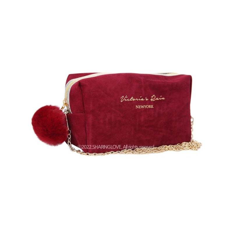 Macy's Chain Velvet Pouch (Red) / 메이시크 체인 벨벳 파우치