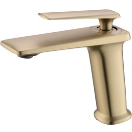 RANDOM Single Hole Bathroom Sink Faucet Brushed Gold Bathroom Faucet Single Handle Brass Basin Mixer Tap Deck Mount,cUPC Certified Water Supply Hot and Cold Hose.68008BG