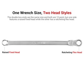 TEKTON 12 mm Long Fixed/Flex Head 12-Point Ratcheting Box End Wrench | WRB35412