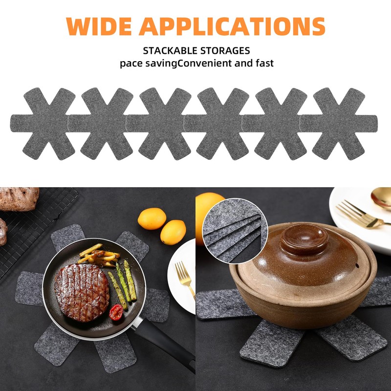 15pcs Felt Pan Protectors for Stacking, 3 Sizes Anti-Slip Heat
