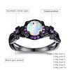Eternity Ring for Women 18K Black Gold Plated Created Opal/Mystic