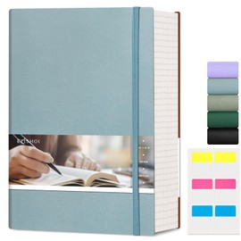 EMSHOI B5 Lined Journal Notebook - 400 Page 100gsm Thick Journals for Writing, Softcover Leather College Ruled Notebook for Women Men School Work Bible Note Taking, 7.48" x 10.15", GrayBlue