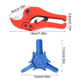 LNGJIN Pipe Cutter, Multi Calibrator and Pipe Scissors, Composite Pipe Set, PVC Pipe Scissors, Pipe Shears, Pipe Shears Max Diameter 42 mm, Multi Calibrator for Plastic and Aluminium Composite Pipes